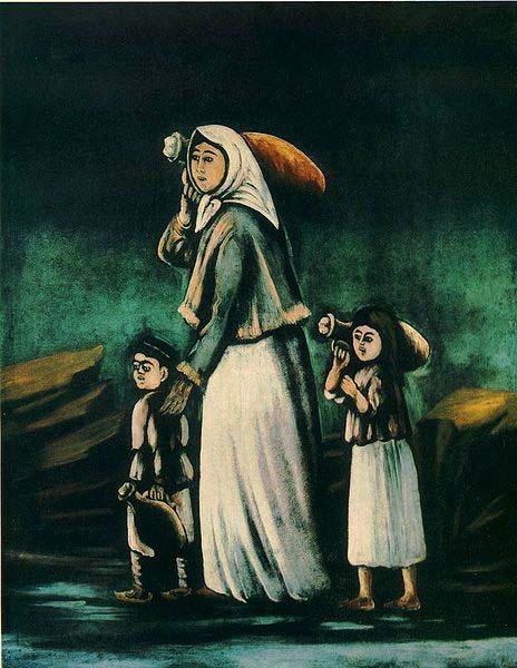 Niko Pirosmanashvili A Peasant Woman with Children Going to Fetch Water China oil painting art